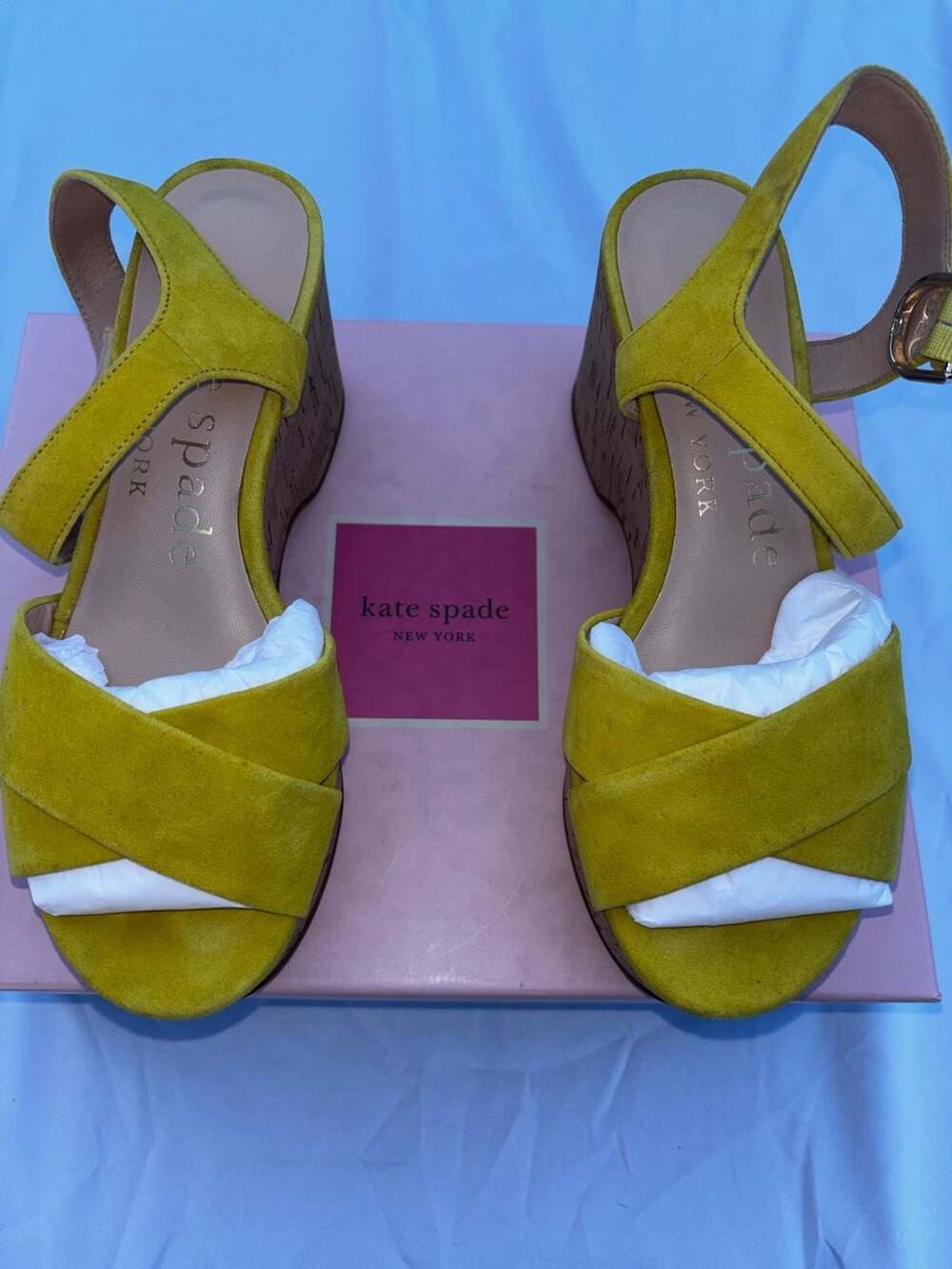 Kate Spade New York Sylvie Platform Sandal Size 6.5 Yellow Suede